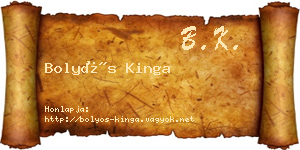 Bolyós Kinga névjegykártya